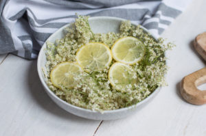 Zutaten für Holunderblütensirup