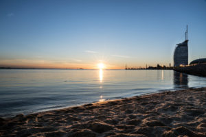 Sonnenuntergang am Westerstrand, Bremerhaven