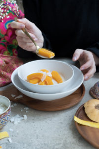 Kürbis in Kokosmilch eignet sich toll als Dessert.