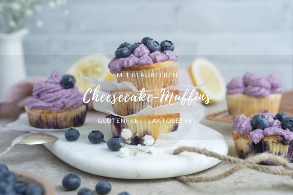 Cheesecake-Muffins ohne Mehl Cheesecake-Muffins mit Blaubeeren