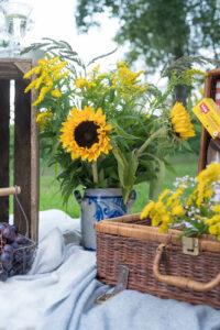 Blumenstrauß bei Picknick