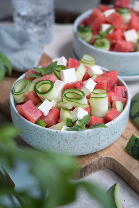 Wassermelonensalat mit Feta I glutenfrei - www.glutenfreiumdiewelt.de