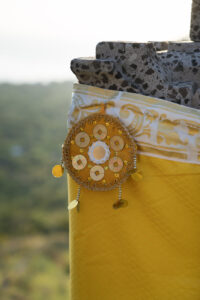 Tempelschmuck am Pura Batu Kursi, Pemuteran, Bali