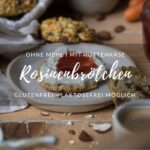 Gesunde Rosinenbrötchen mit Hüttenkäse, Haferflocken, Möhre, ohne Mehl, Rezept.