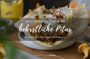 Rezept für herbstliche Pitas mit Pfifferlingen und Kürbis-Creme.